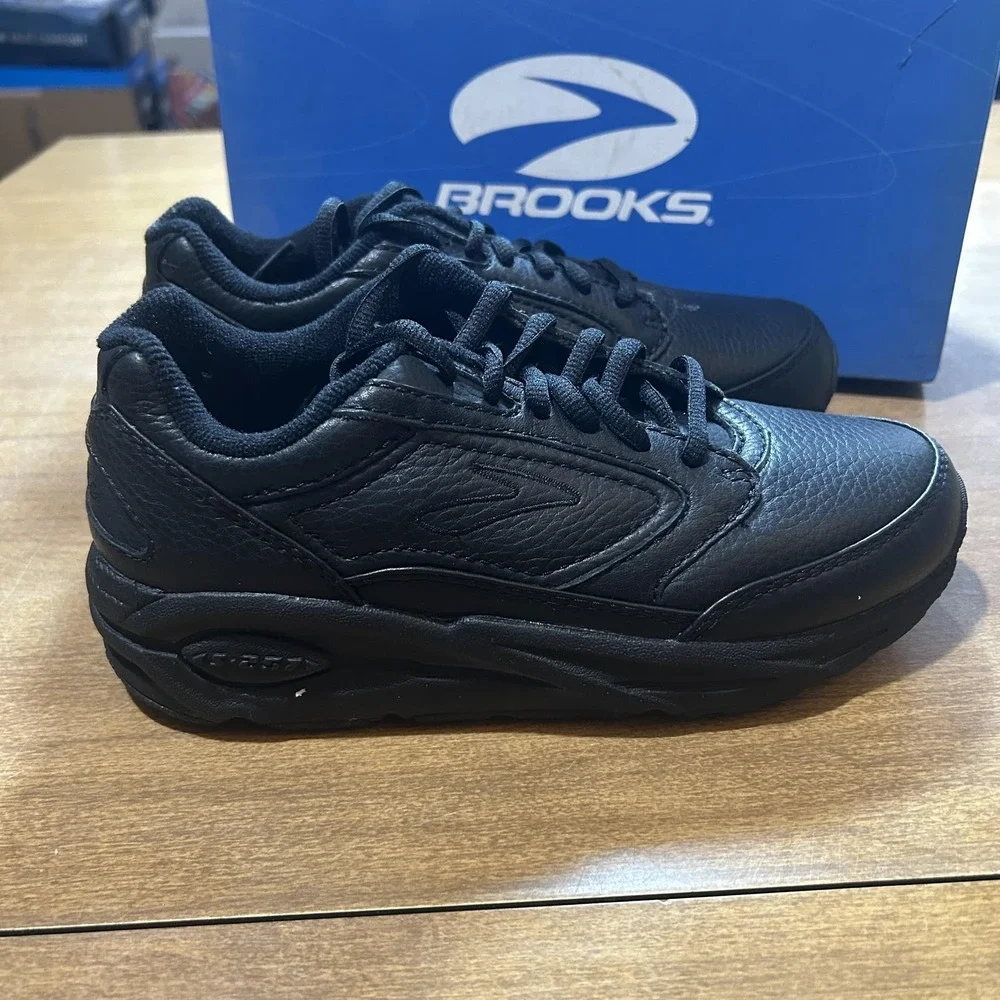 Brooks Addiction Walker Shoes Womens Size 5 Narrow Black Leather Walking Comfort